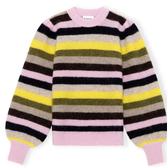 GANNI Merino Wool Striped Sweater XL - Picture 3 of 7